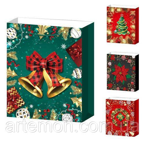 Пакет новорічний паперовий L "Christmas decorations 3D" 31*40*12см Stenson R96634-L [Склад зберігання: Одеса №3]