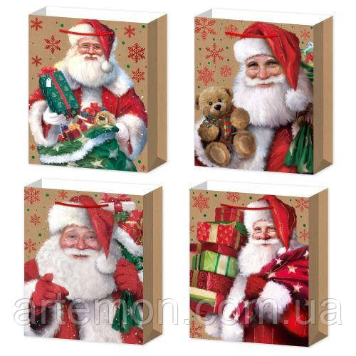 Пакет новорічний паперовий L "Santa" 31*40*12см Stenson R96604-L [Склад зберігання: Одеса №3]