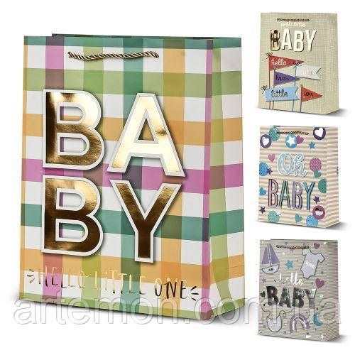 Пакет подарунковий паперовий M "Hello baby" 26*32*10см Stenson R33057-M [Склад зберігання: Одеса №3]