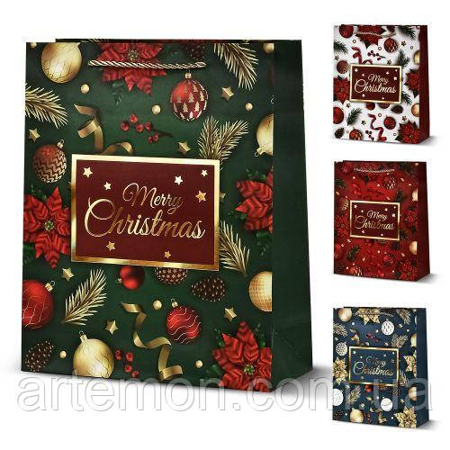 Пакет новорічний паперовий S "Christmas balls" 18*23*8см Stenson R33009-S [Склад зберігання: Одеса №3]