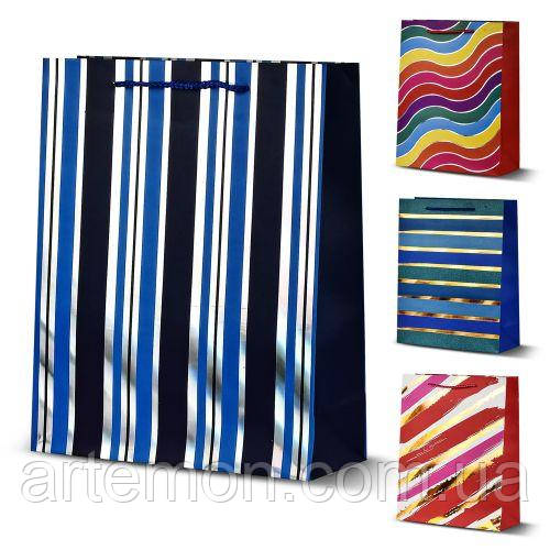 Пакет подарунковий паперовий M "Stripes" 26*32*10см Stenson R33066-M [Склад зберігання: Одеса №3]
