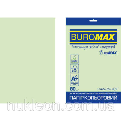 Популярний! Папір Buromax А4, 80g, PASTEL green, 20sh, EUROMAX (BM.2721220E-15) - Краща якість тільки на Nukleon.com.ua