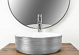 Умивальник (раковина) REA SAMI BRUSHED SILVER WHITE накладний, фото 4