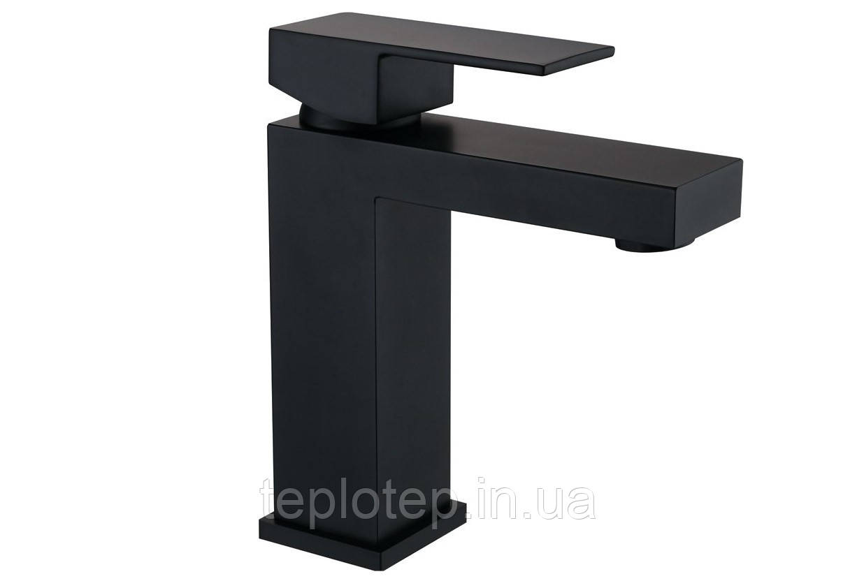 Змішувач для раковини (умивальника) MEXEN CUBE BLACK чорний низький