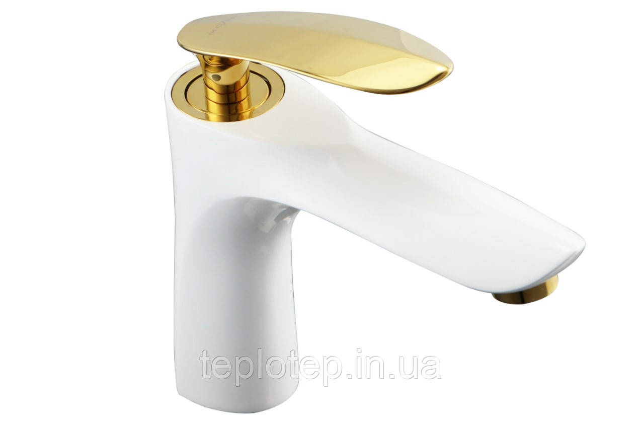 Змішувач для раковини (умивальника) MEXEN LILY WHITE GOLD низький