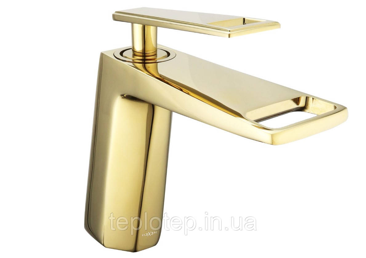 Змішувач для раковини (умивальника) MEXEN TOPAZ GOLD золотий низький