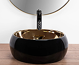 Умивальник (раковина) REA LUNA BLACK MATT GOLD накладний *, фото 4