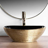 Умивальник (раковина) REA SOFIA BRUSHED GOLD BLACK накладний *, фото 4