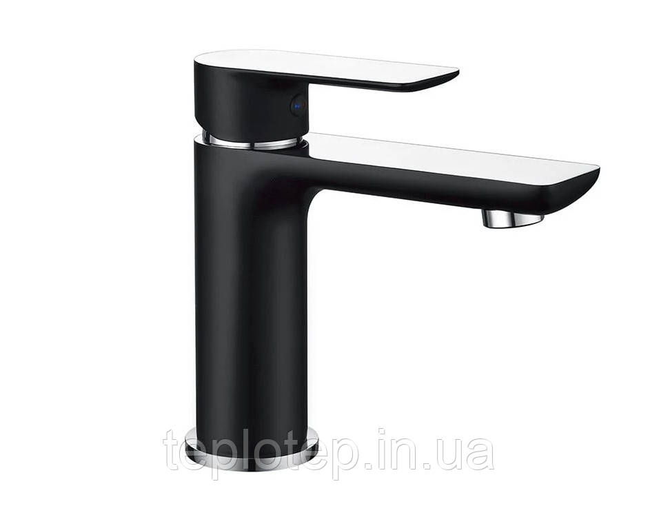 Змішувач для раковини (умивальника) MEXEN ALFA BLACK CHROME низький