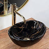Умивальник (раковина) REA SOFIA MINI BLACK MARBLE SHINY накладний, фото 3