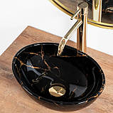 Умивальник (раковина) REA SOFIA MINI BLACK MARBLE SHINY накладний, фото 4