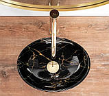 Умивальник (раковина) REA SOFIA MINI BLACK MARBLE SHINY накладний, фото 5
