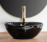 Умивальник (раковина) REA SOFIA MINI BLACK MARBLE SHINY накладний, фото 6
