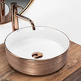 Умивальник (раковина) REA SAMI ROSE BRUSHED GOLD WHITE накладний, фото 3