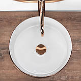 Умивальник (раковина) REA SAMI ROSE BRUSHED GOLD WHITE накладний, фото 5