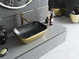 Умивальник (раковина) MEXEN RITA GOLD BRUSHED BLACK MATT накладний, фото 3