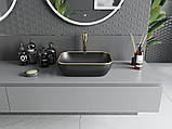 Умивальник (раковина) MEXEN RITA BLACK MATT GOLD EDGE накладний *, фото 4