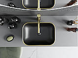 Умивальник (раковина) MEXEN RITA BLACK MATT GOLD EDGE накладний *, фото 5