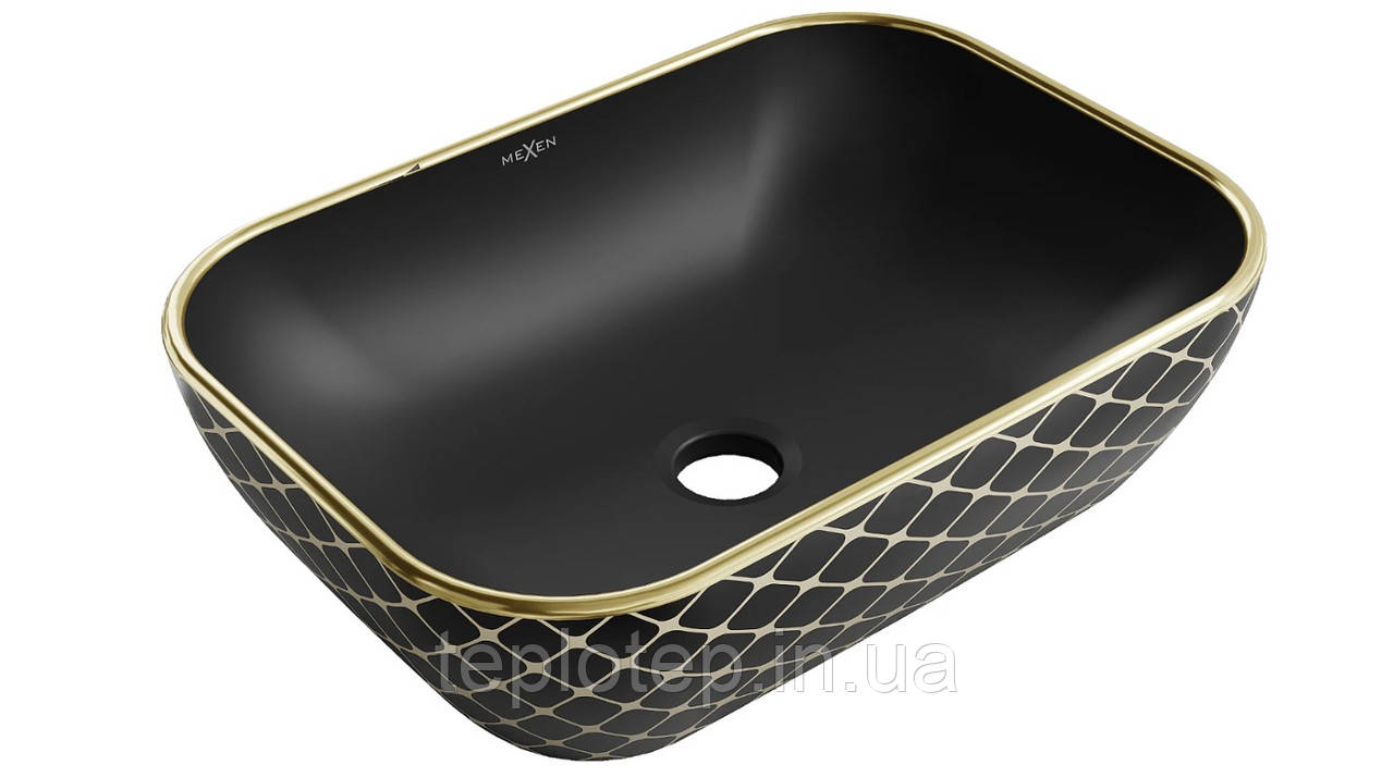 Умивальник (раковина) MEXEN RITA BLACK MATT DIAMOND GOLD накладний