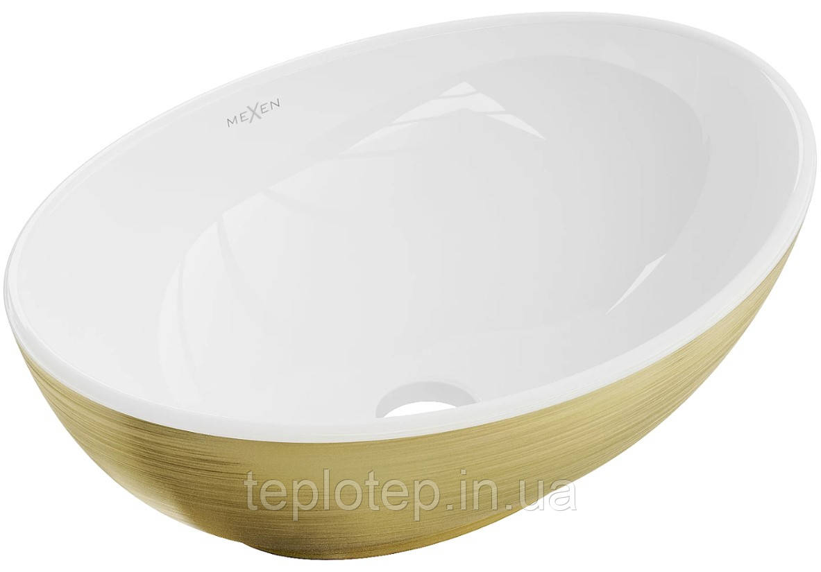 Умивальник (раковина) MEXEN ELZA BRUSHED GOLD WHITE накладний