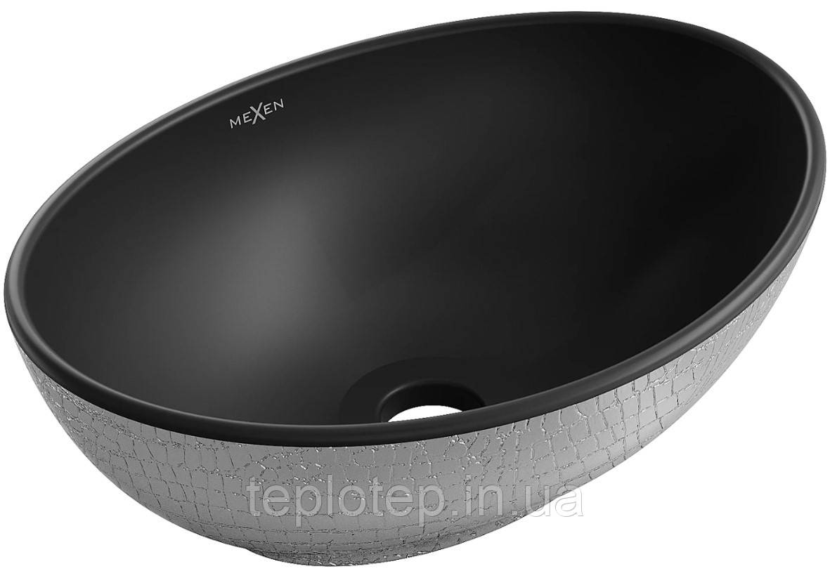 Умивальник (раковина) MEXEN ELZA SILVER BLACK MATT із візерунком накладної