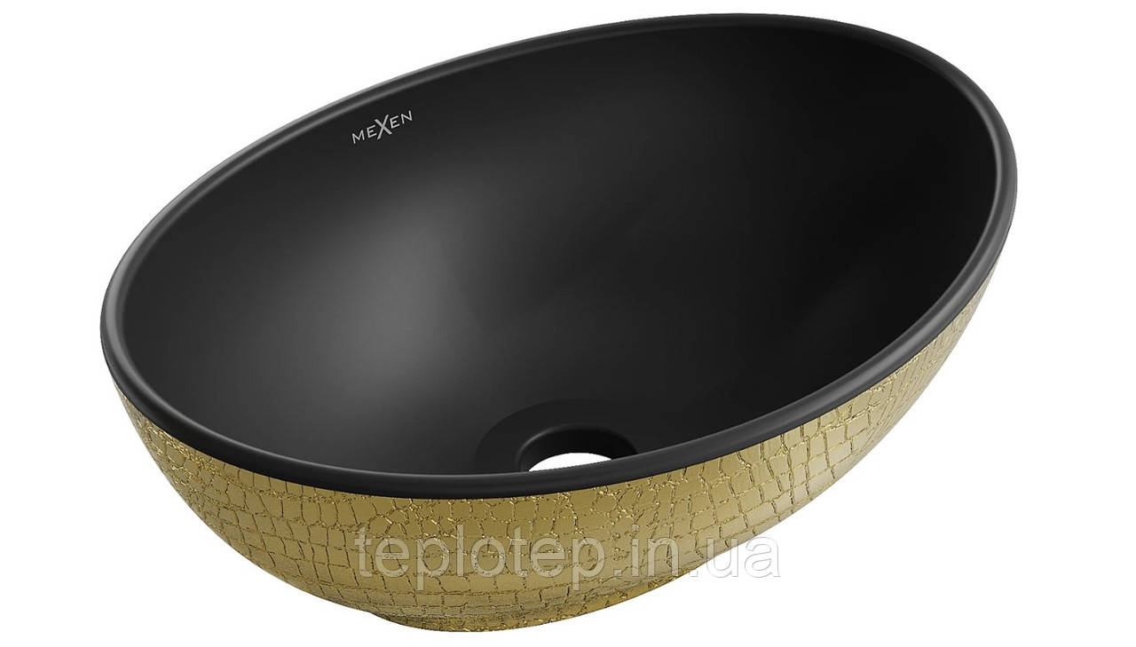 Умивальник (раковина) MEXEN ELZA GOLD BLACK MATT із візерунком накладної