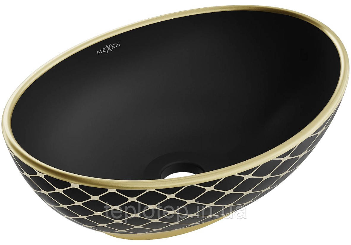 Умивальник (раковина) MEXEN ELZA BLACK MATT DIAMOND GOLD накладний