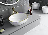 Умивальник (раковина) MEXEN VIKI WHITE GOLD EDGE накладний, фото 3