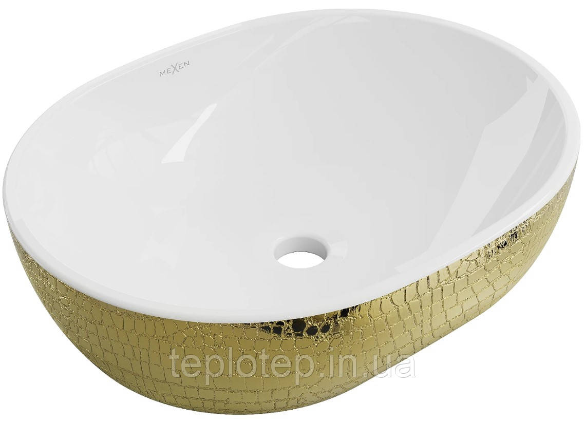 Умивальник (раковина) MEXEN VIKI GOLD WHITE накладний з візерунком