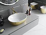 Умивальник (раковина) MEXEN VIKI GOLD WHITE накладний з візерунком, фото 3