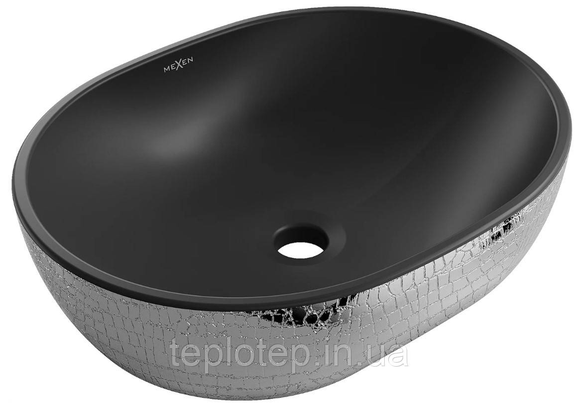 Умивальник (раковина) MEXEN VIKI SILVER BLACK MATT із візерунком накладної