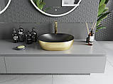 Умивальник (раковина) MEXEN VIKI BRUSHED GOLD BLACK MATT накладний, фото 4