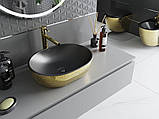 Умивальник (раковина) MEXEN VIKI GOLD BLACK MATT із візерунком накладної, фото 3