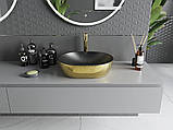 Умивальник (раковина) MEXEN VIKI GOLD BLACK MATT із візерунком накладної, фото 4