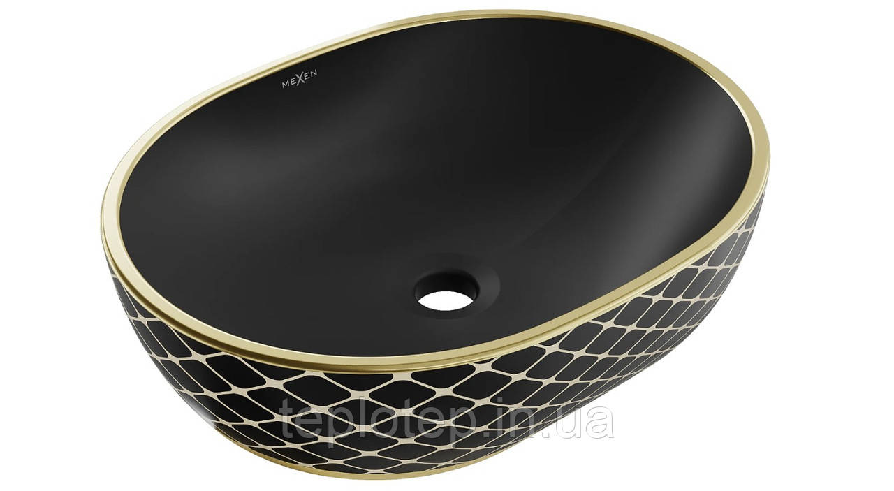 Умивальник (раковина) MEXEN VIKI BLACK MATT DIAMOND GOLD накладний
