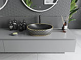Умивальник (раковина) MEXEN VIKI BLACK MATT DIAMOND GOLD накладний, фото 4