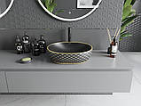 Умивальник (раковина) MEXEN VIKI BLACK MATT DIAMOND GOLD накладний, фото 5
