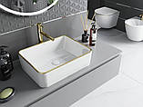 Умивальник (раковина) MEXEN CATIA WHITE GOLD EDGE накладний, фото 3