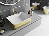 Умивальник (раковина) MEXEN CATIA GOLD WHITE із візерунком накладної, фото 3