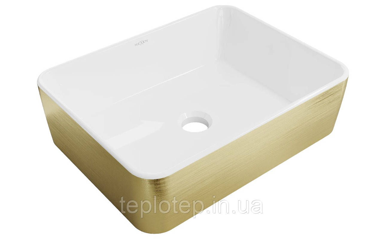 Умивальник (раковина) MEXEN CATIA BRUSHED GOLD WHITE накладний