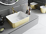 Умивальник (раковина) MEXEN CATIA BRUSHED GOLD WHITE накладний, фото 3