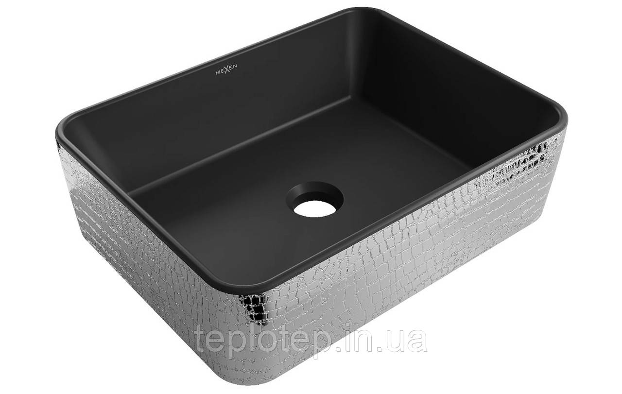 Умивальник (раковина) MEXEN CATIA SILVER BLACK MATT із візерунком накладної