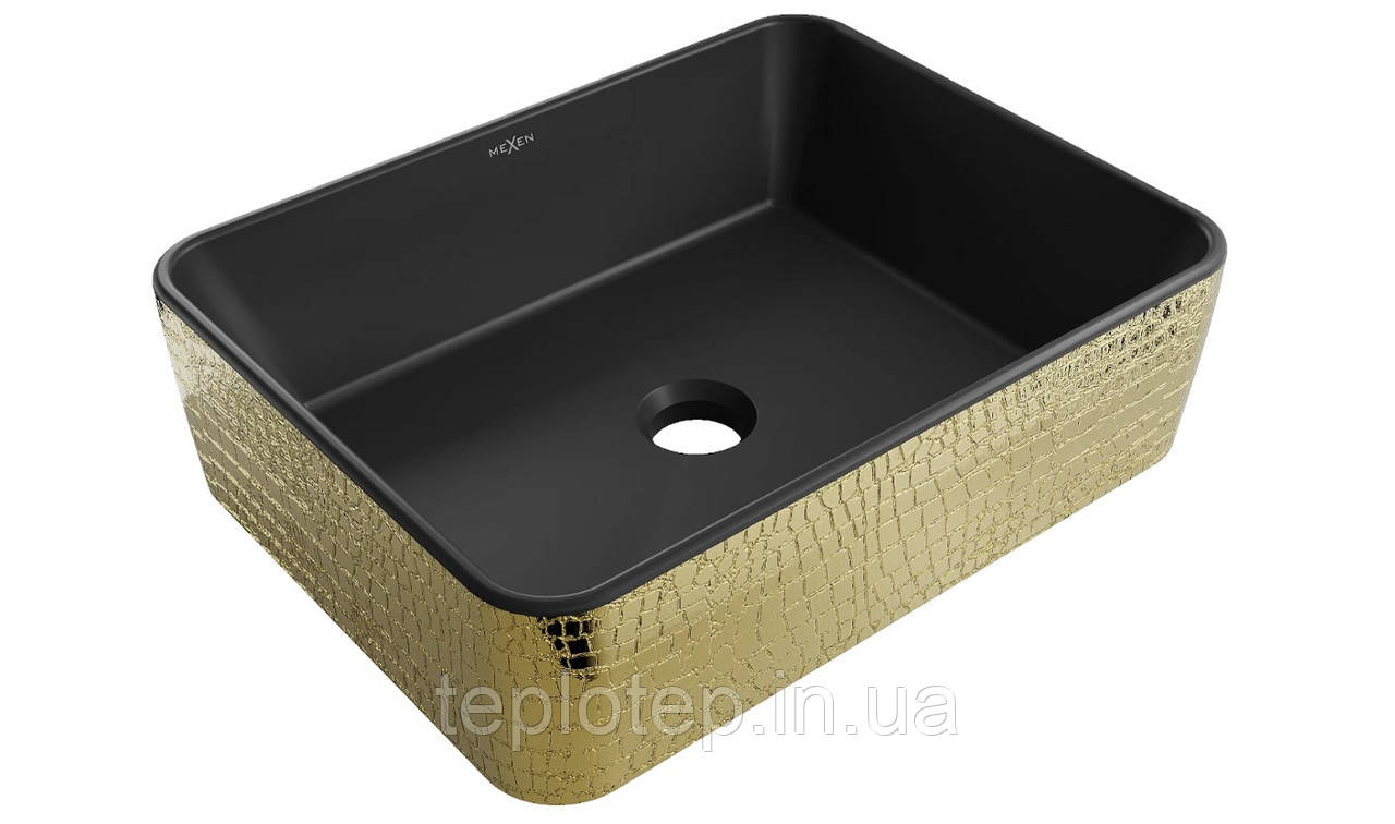 Умивальник (раковина) MEXEN CATIA GOLD BLACK MATT із візерунком накладної