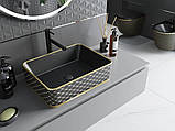 Умивальник (раковина) MEXEN CATIA BLACK MATT DIAMOND GOLD накладний, фото 3