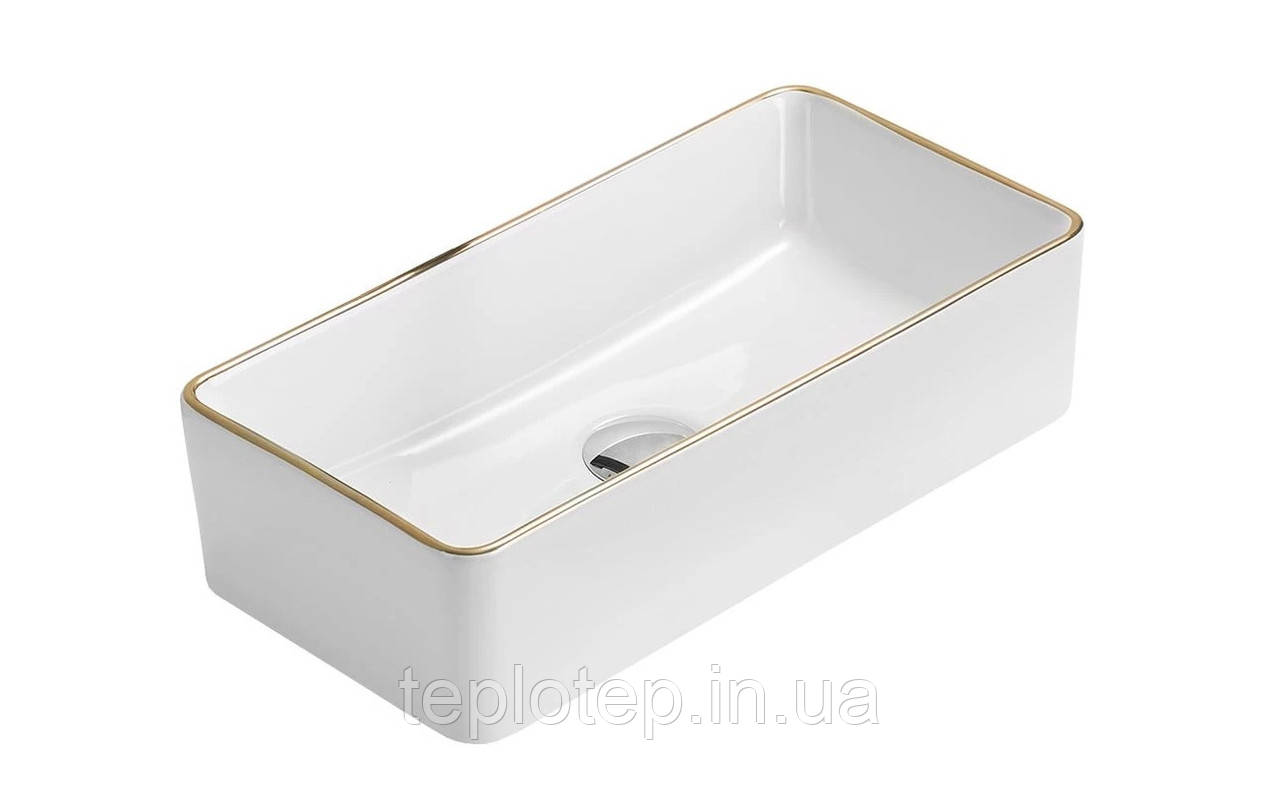 Умивальник (раковина) MEXEN NADIA 46 WHITE GOLD EDGE накладний