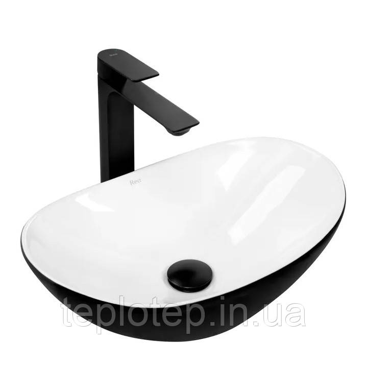 Умивальник (раковина) REA ROYAL MINI BLACK WHITE накладний *