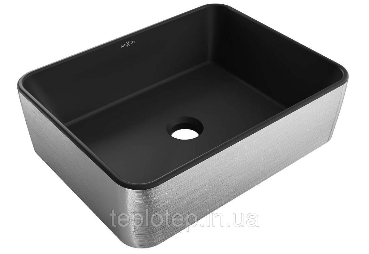 Умивальник (раковина) MEXEN CATIA SILVER BRUSHED BLACK накладний