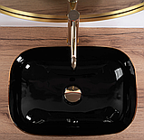 Умивальник (раковина) REA BELINDA BRUSHED GOLD BLACK накладний, фото 3
