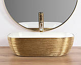 Умивальник (раковина) REA BELINDA BRUSHED GOLD WHITE накладний, фото 3