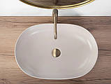 Умивальник (раковина) REA CLEO 61 BEIGE MATT бежевий накладний, фото 4